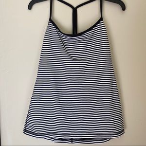 Lucy Activewear Striped Workout Top in Black White